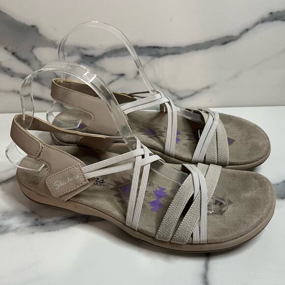 Skechers | Women's Natural Taupe Reggae Comfort Takes Two Sandals Sz 9 - Picture 1 of 6